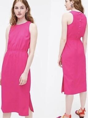 J. Crew Sleeveless Neon Flamingo Midi Dress